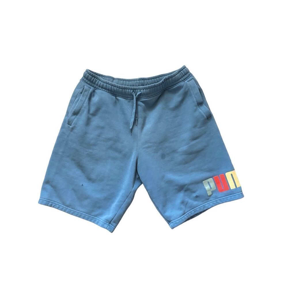 Puma M men’s sweatshorts blue pull on casual loungewear sporty thick plush